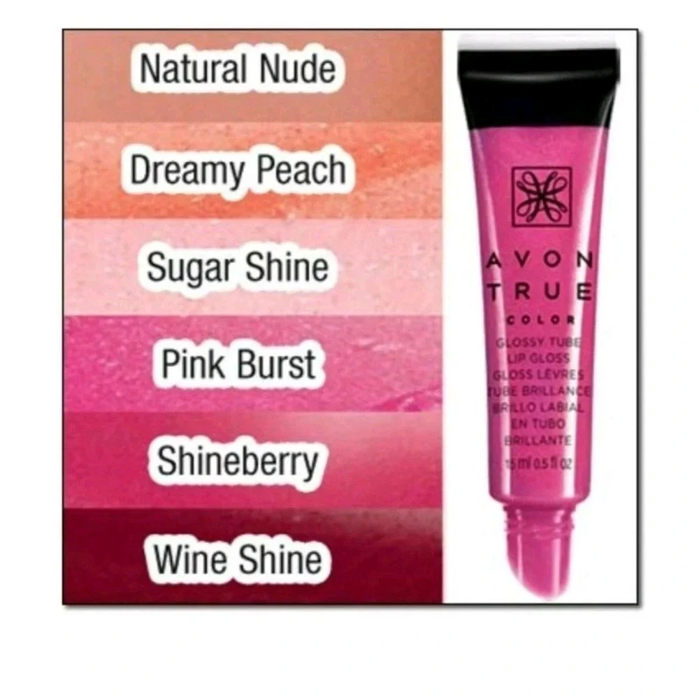 3 Avon True Color Glossy Tube Lip Gloss Pink Burst 15ml 0.5 fl oz New‎ Old STOCK